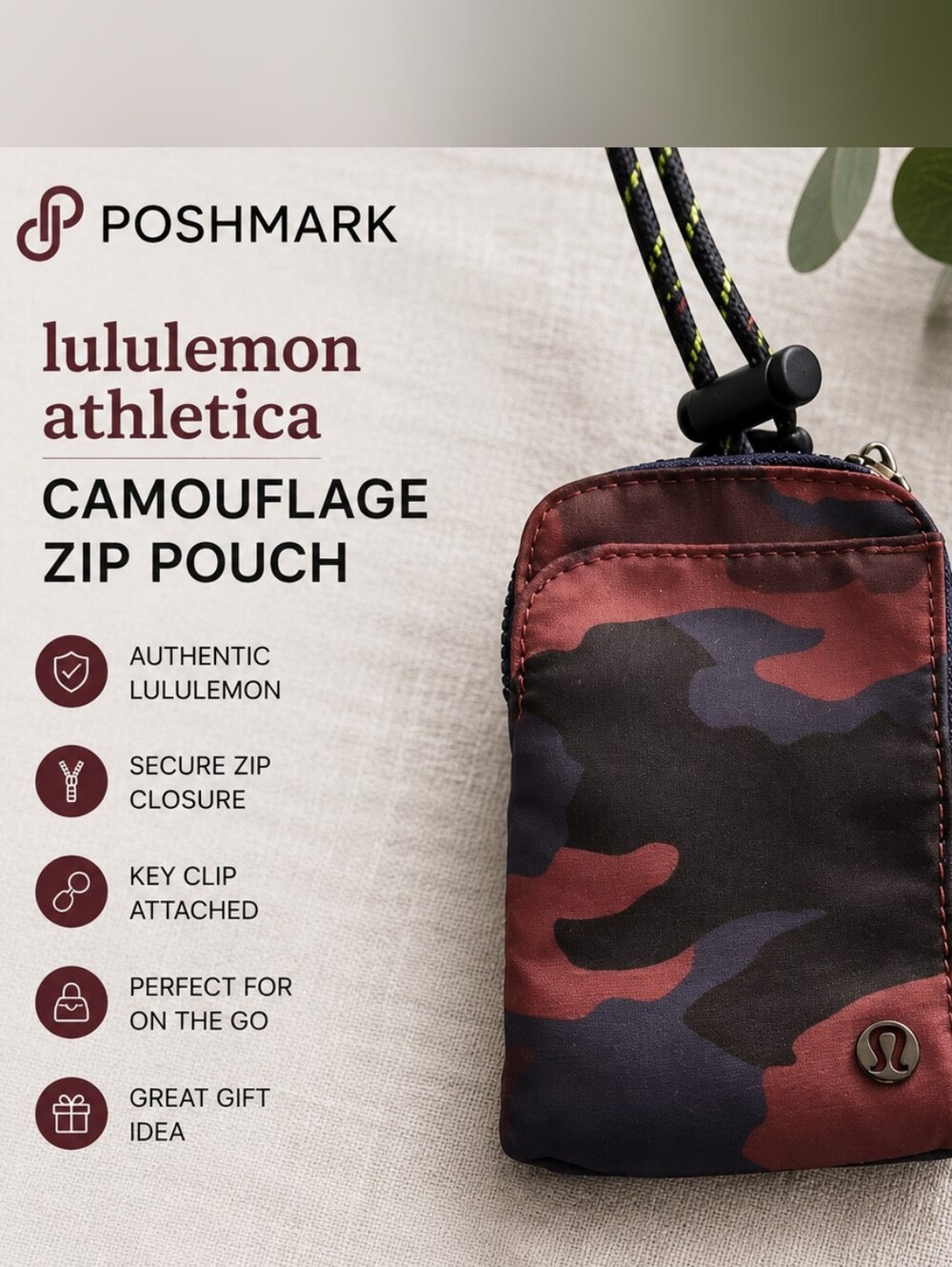 lululemon athletica Camouflage Key Holder - Red and Black